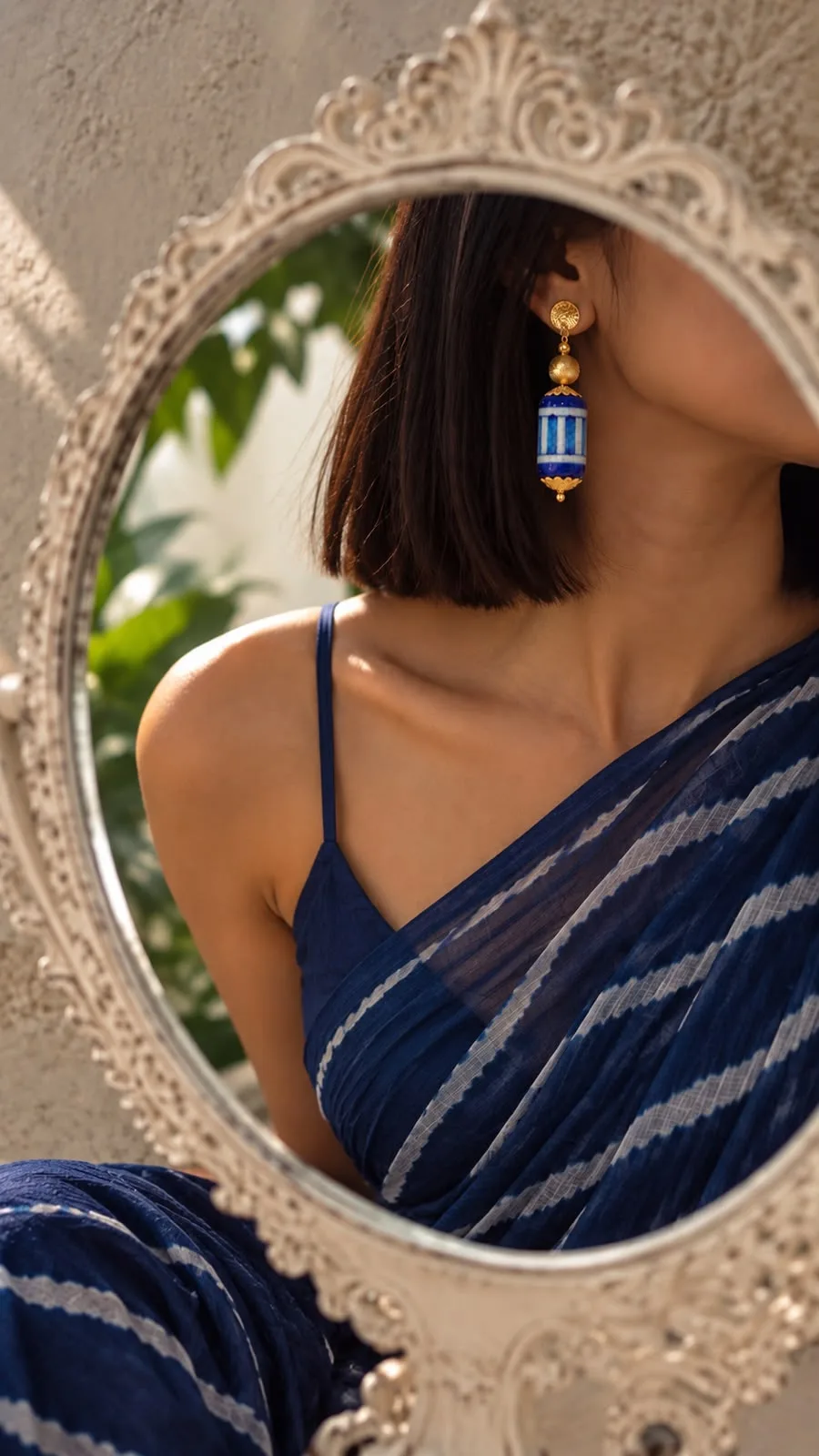 Blue and White Blue Pottery Earrings — 2