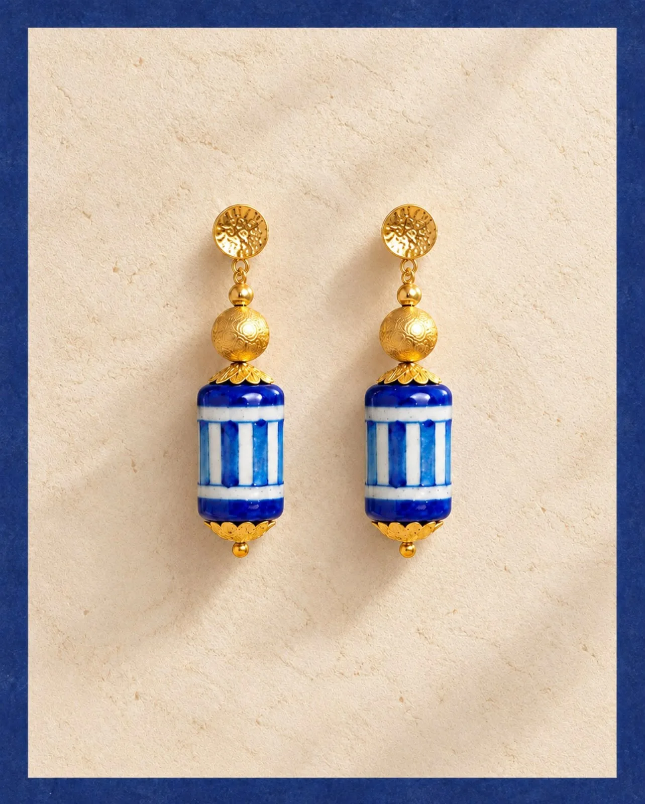 Blue and White Blue Pottery Earrings — 4