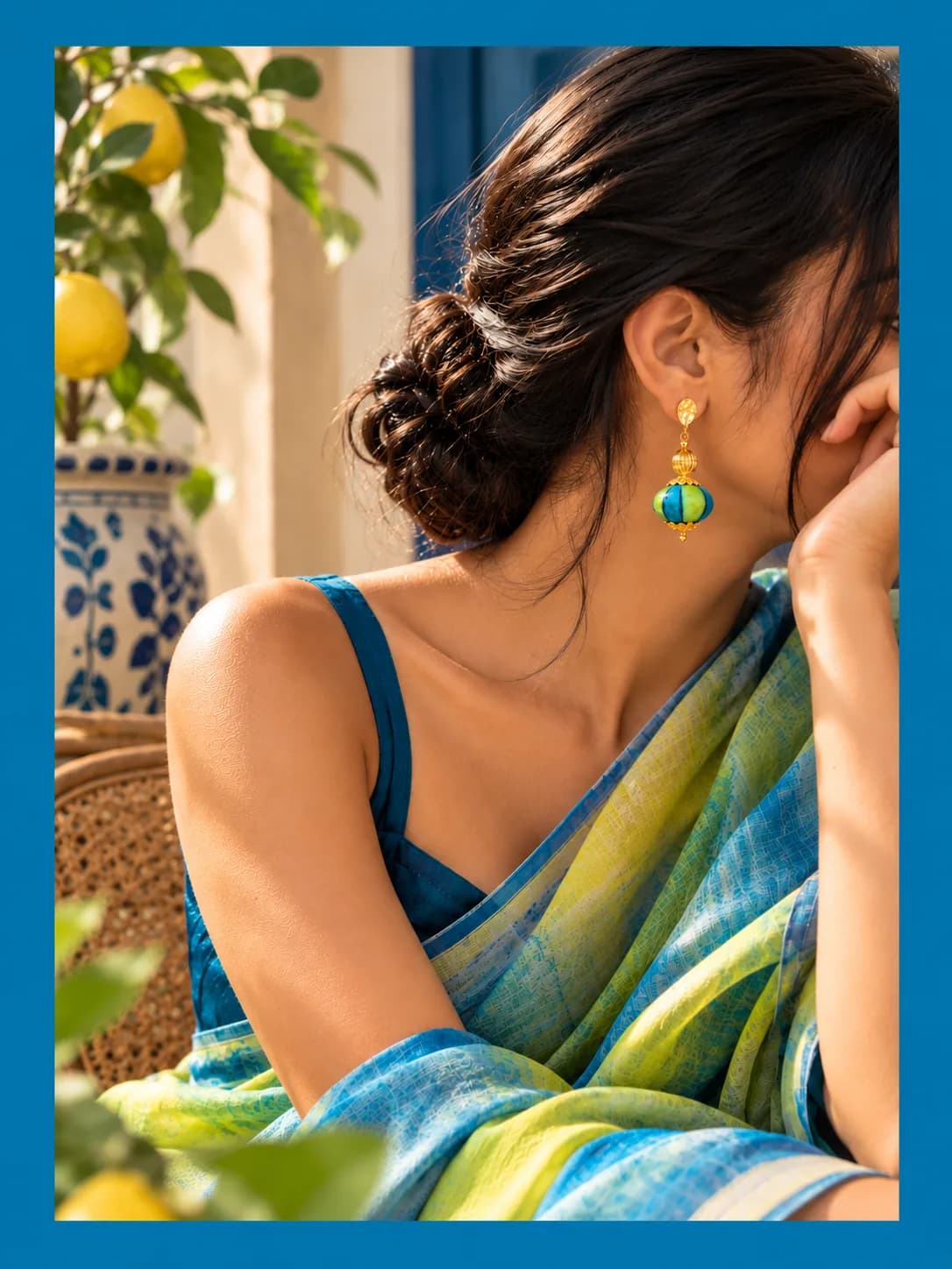Blue and Green Blue Pottery Earring — 4