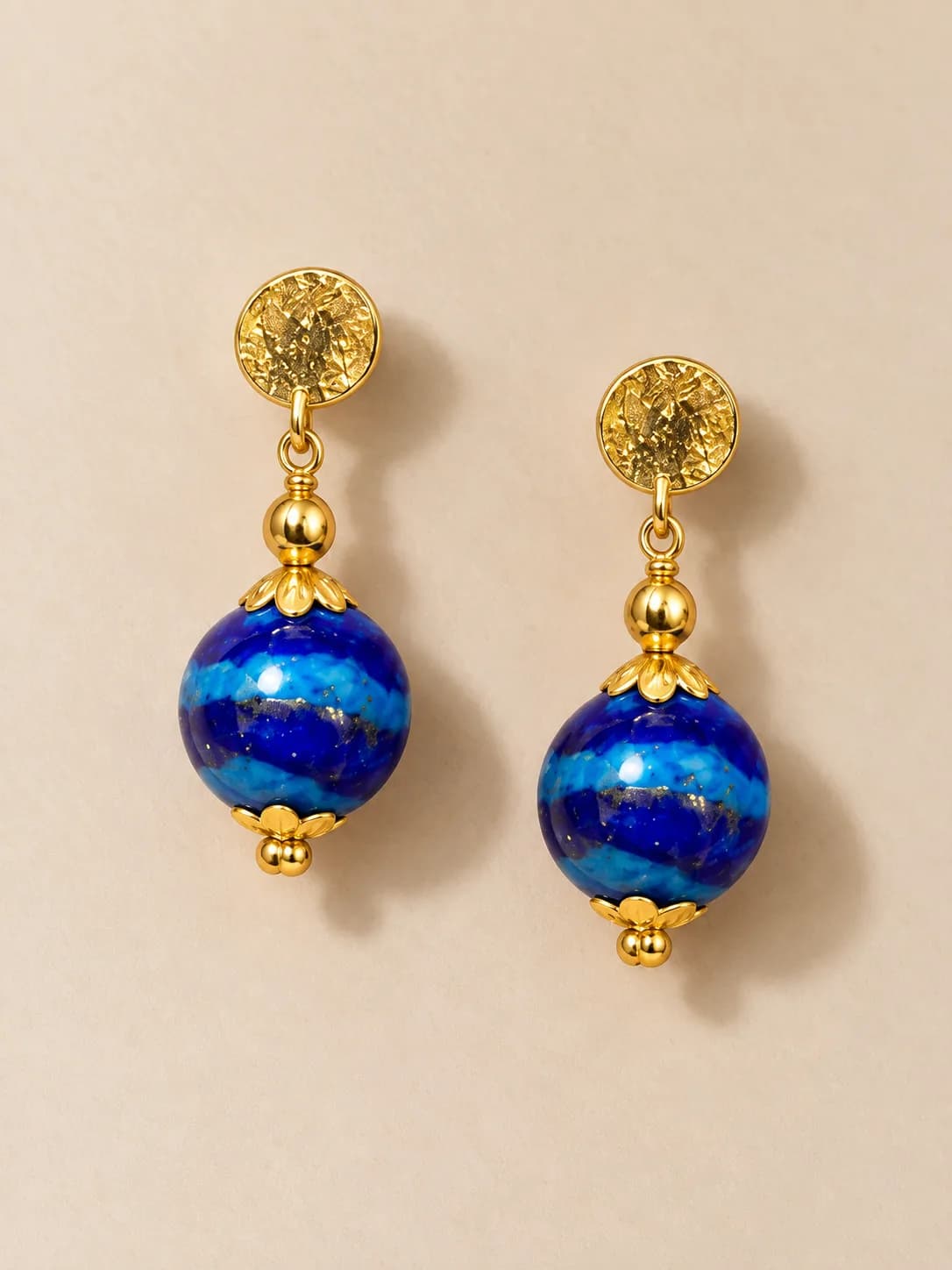 Indigo and Blue Stripes Blue Pottery Earring — 4