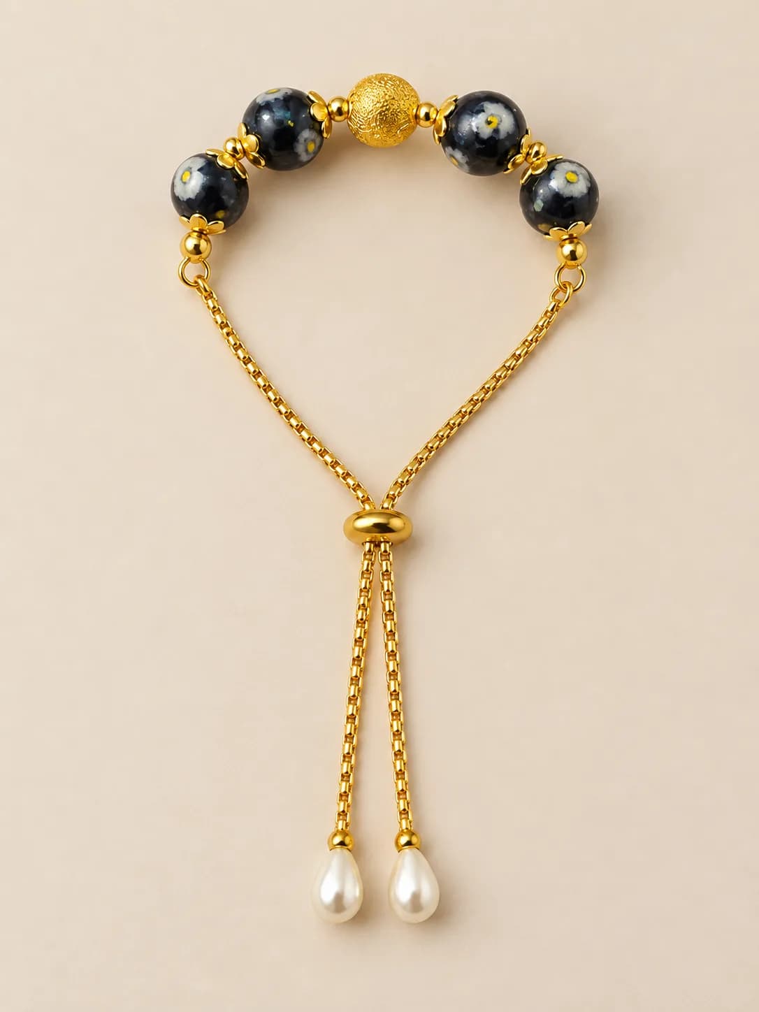 Black and White Blue Pottery Bracelet — 3