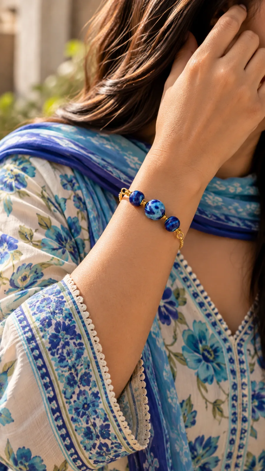 Indigo Blue Pottery Bracelet — 3