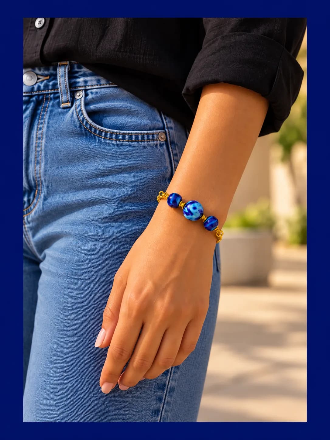 Indigo Blue Pottery Bracelet — 4