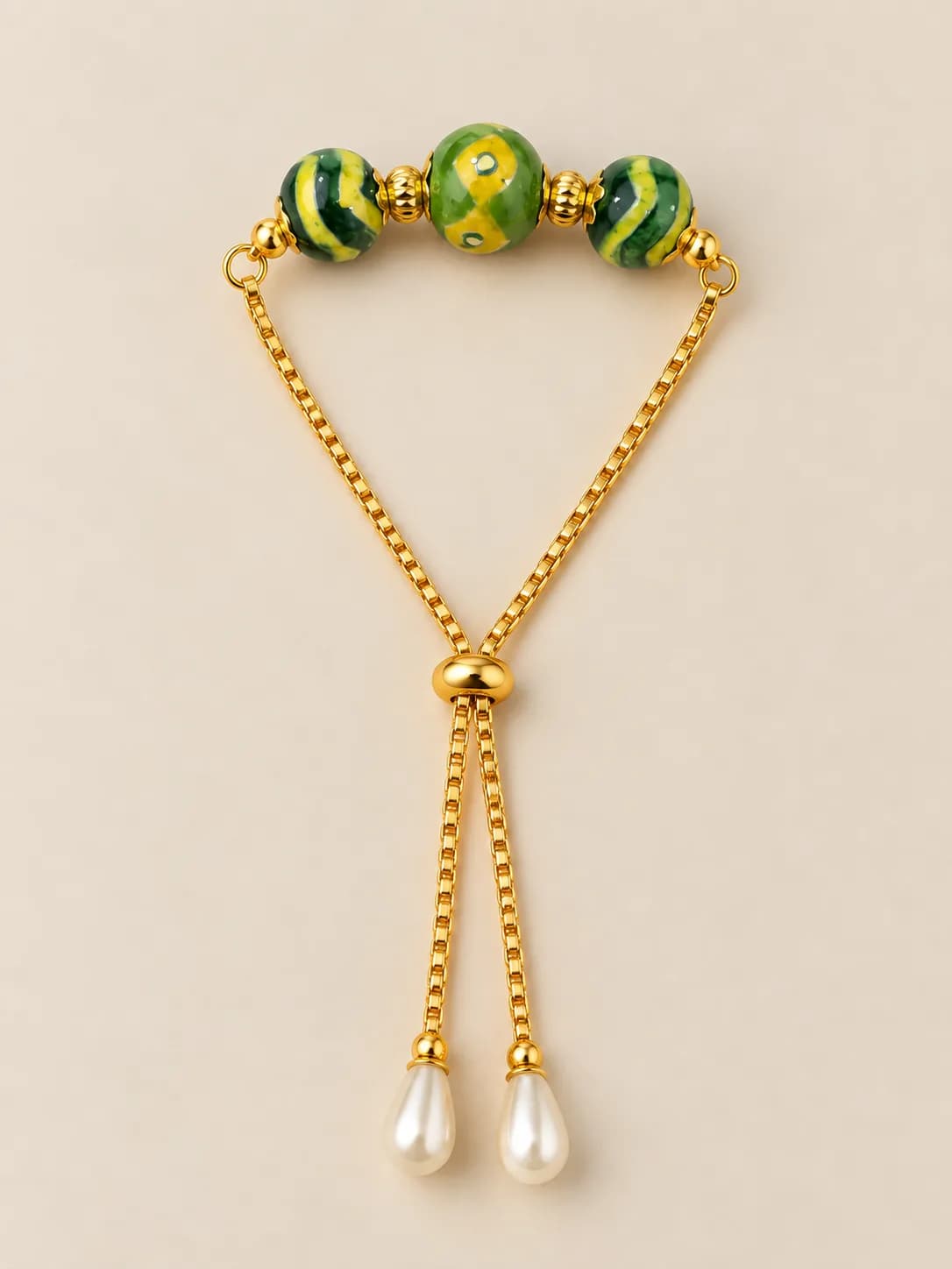 Yellow and Green Blue Pottery Bracelet — 2