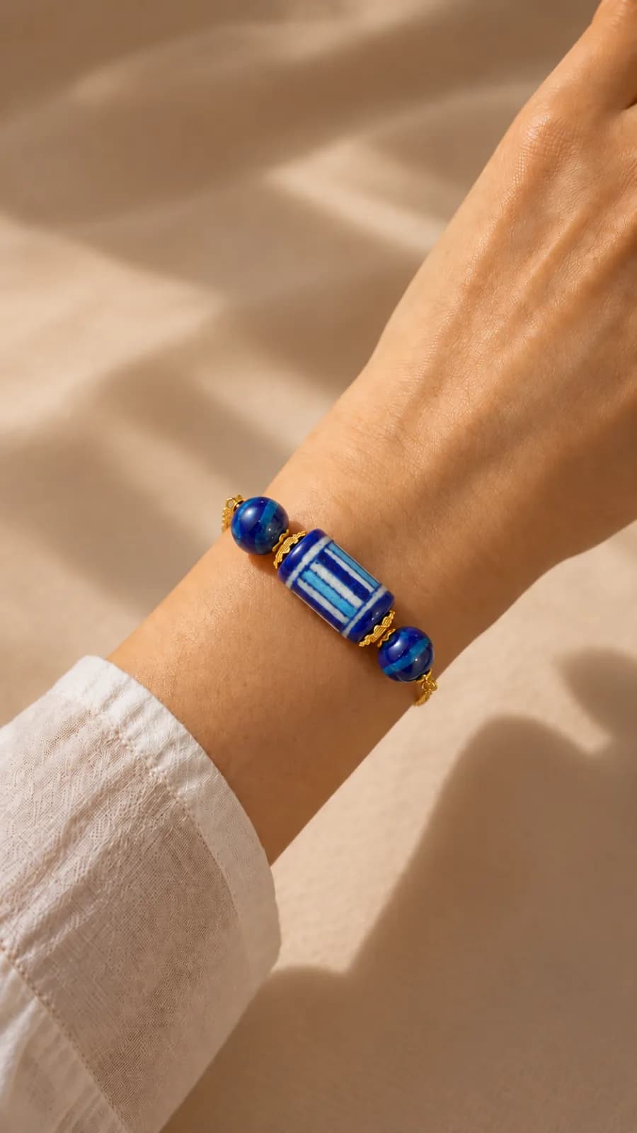 Blue and White Blue Pottery Bracelet — 1