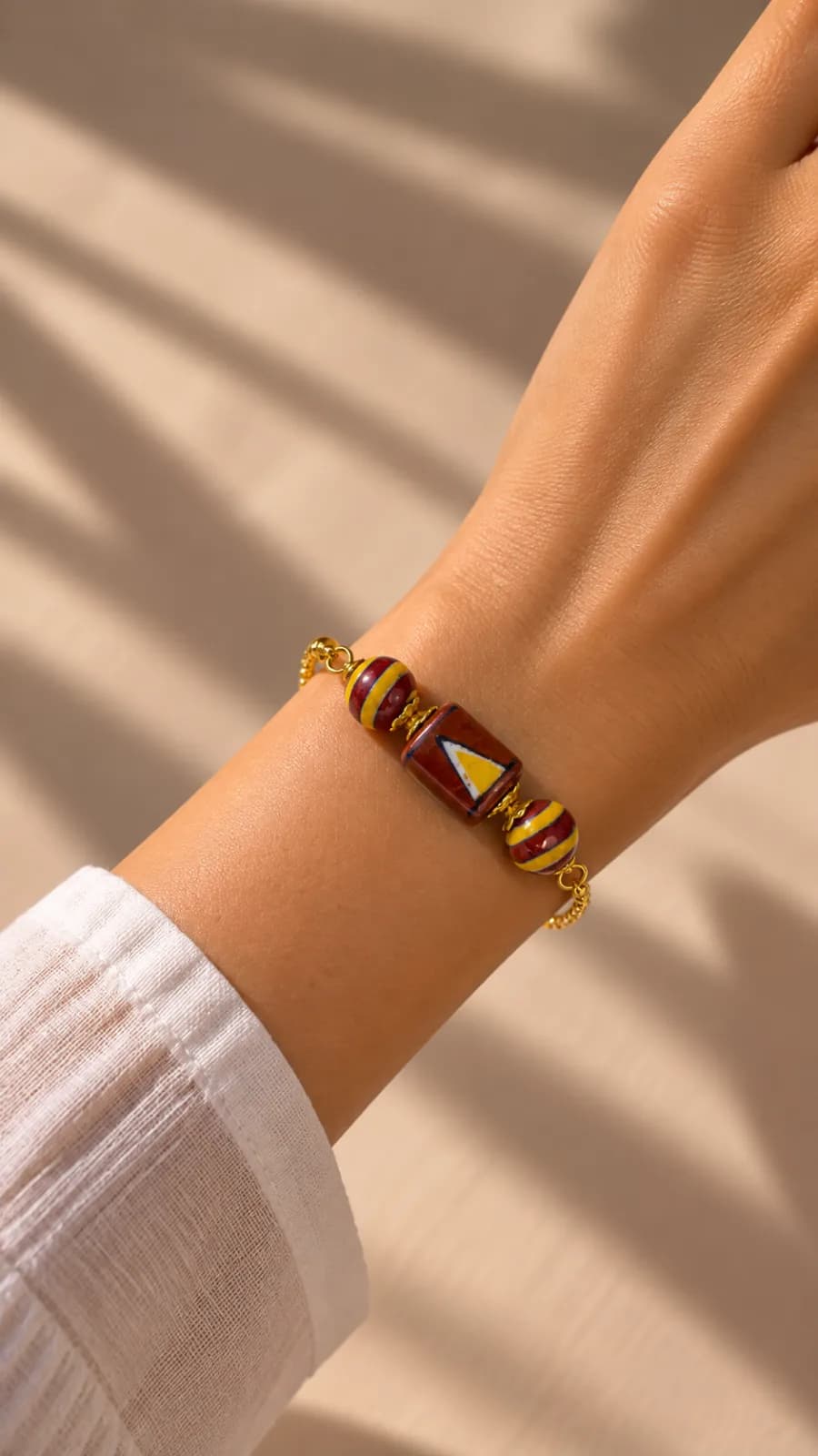 Terracotta Red Blue Pottery Bracelet — 4