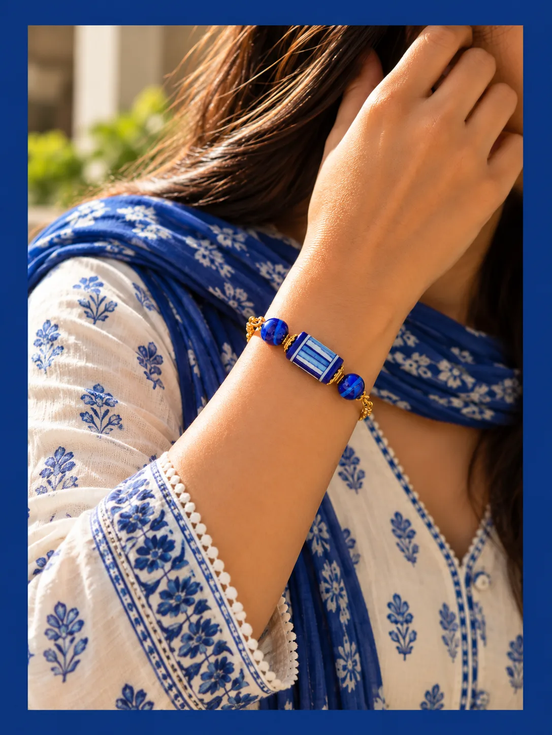Blue and White Blue Pottery Bracelet — 4