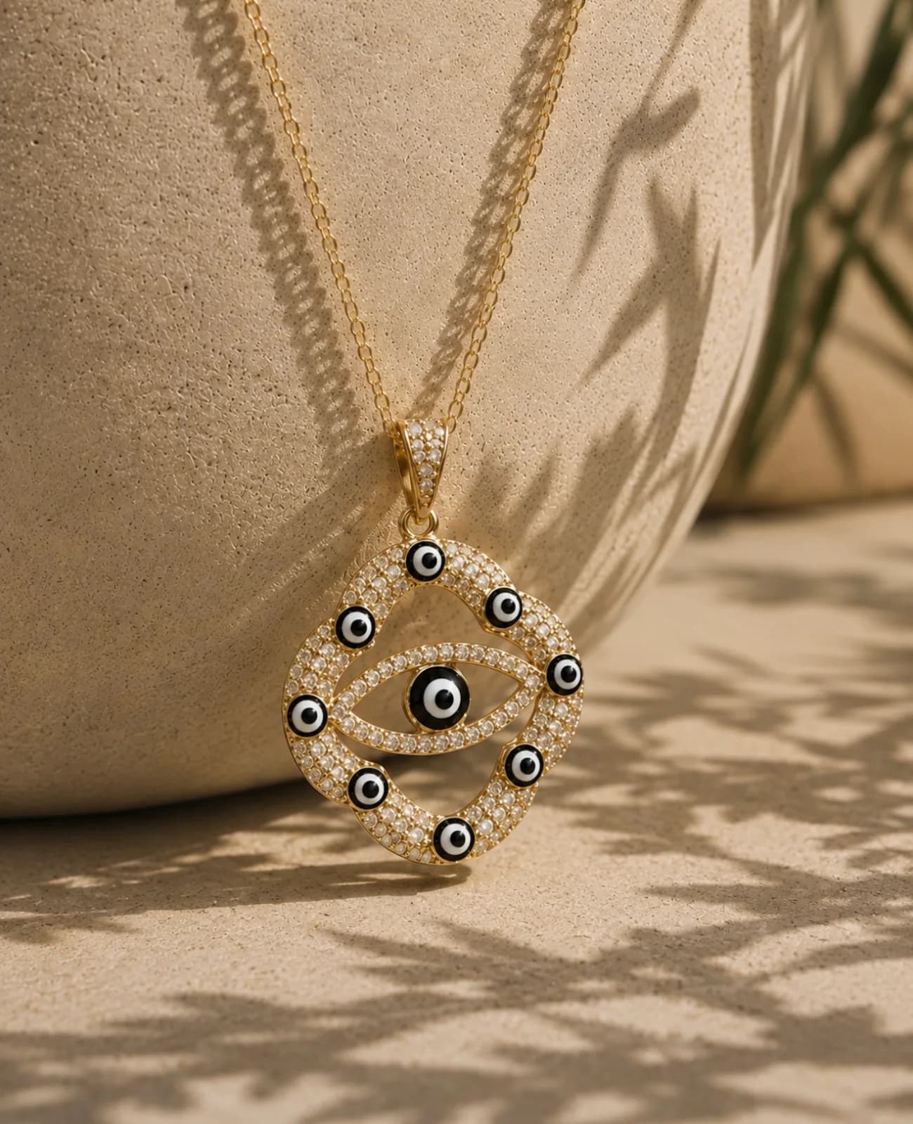 Evil Eye Pendant (Black) with Cubic Zirconia — 1