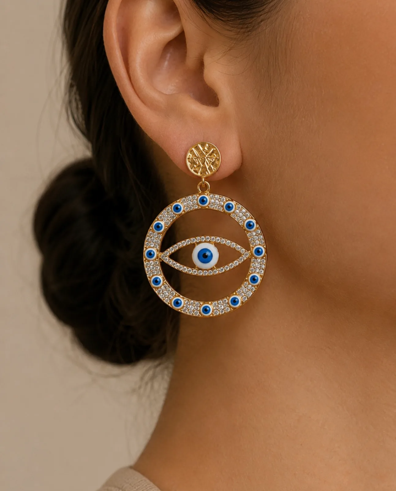 Evil Eye Earring with Cubic Zirconia — 2