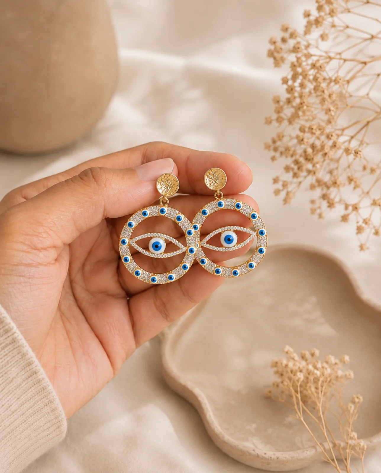Evil Eye Earring with Cubic Zirconia — 1