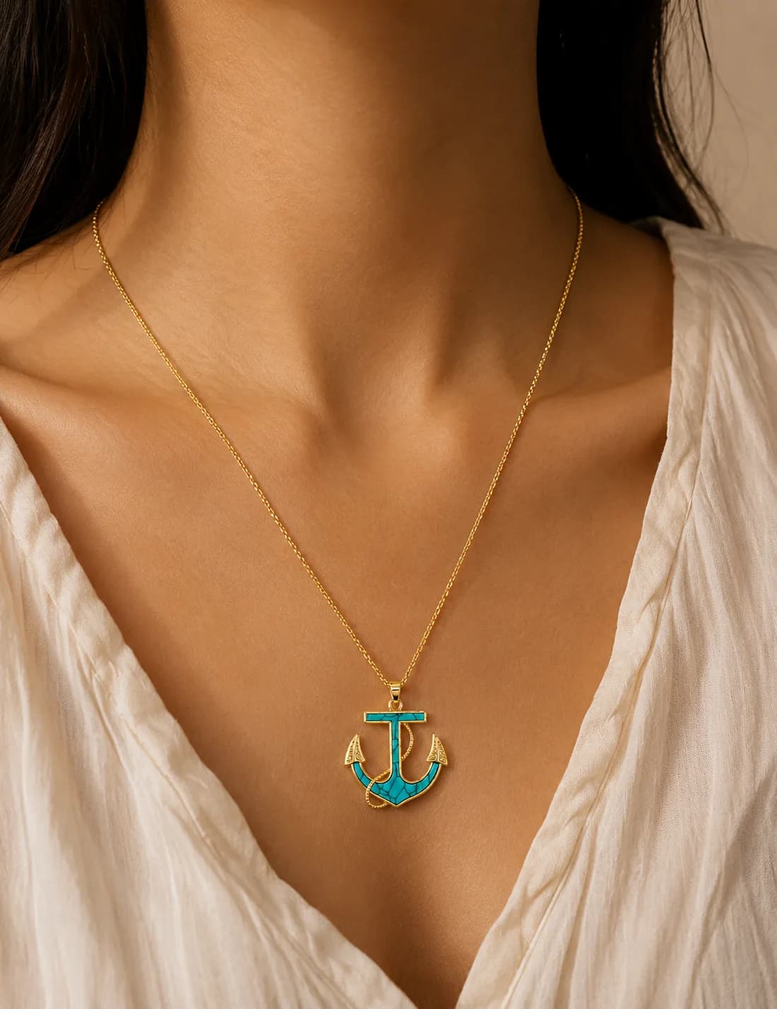 Anchor Pendant with Cubic Zirconia — 1