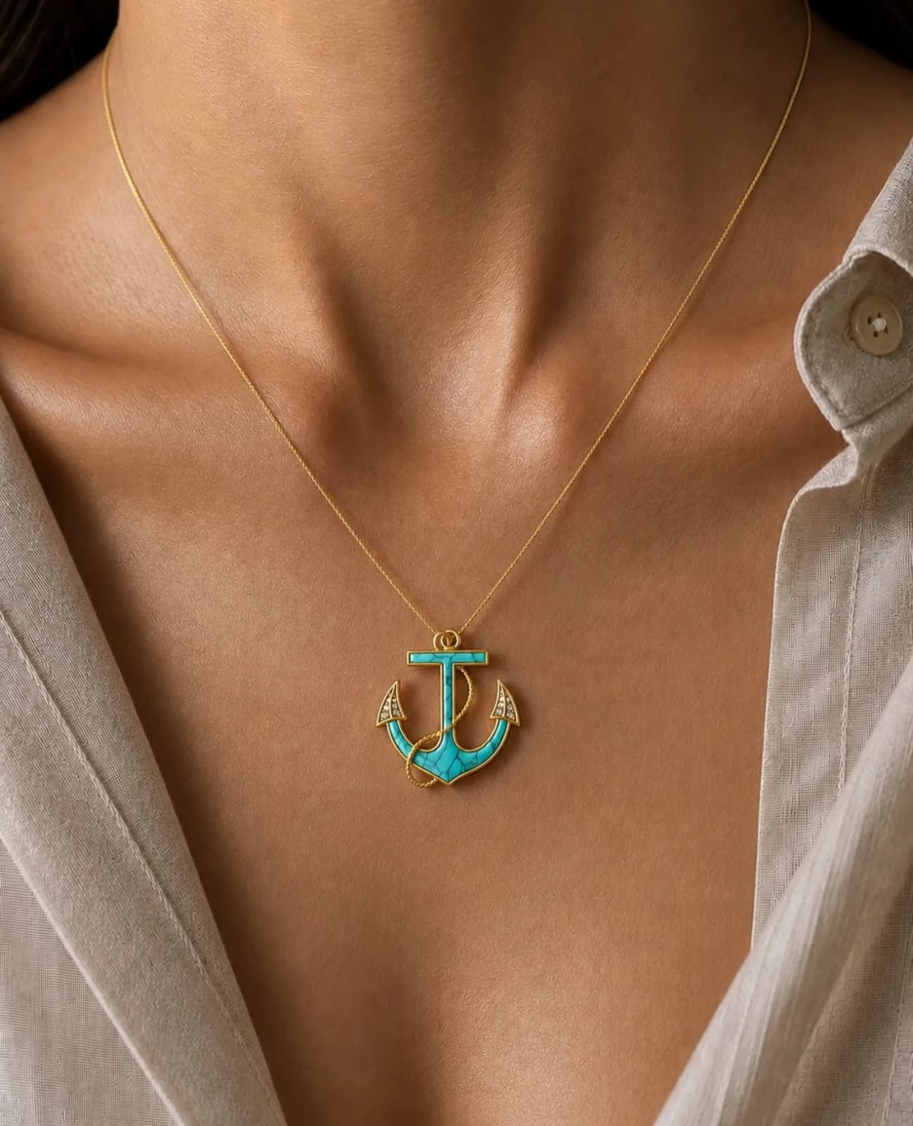 Anchor Pendant with Cubic Zirconia — 3