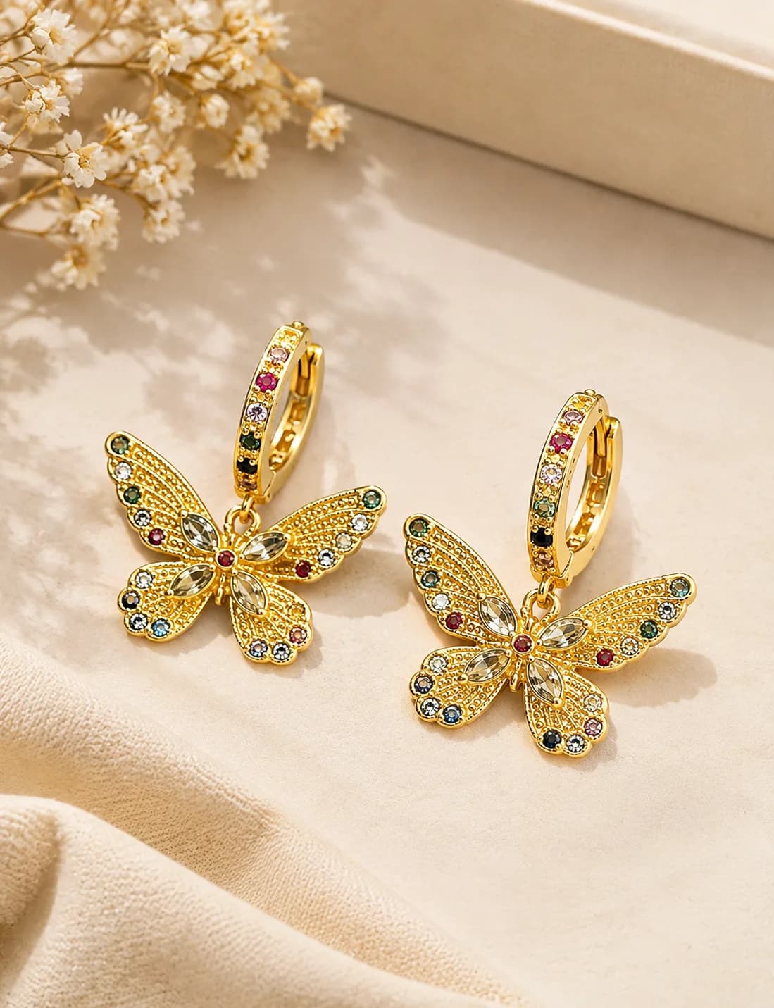 Multicolour Stone-Studded Butterfly Earring — 2