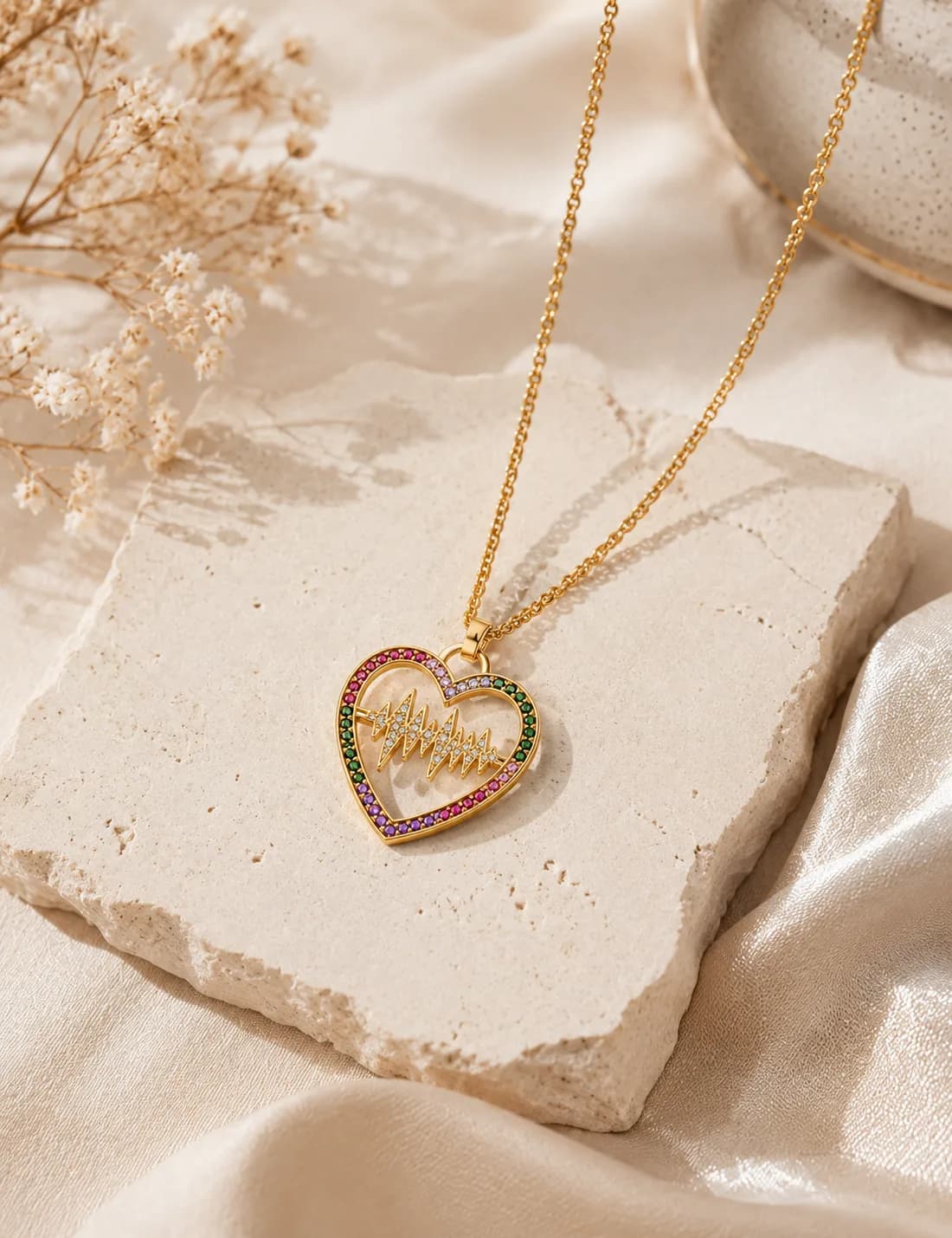 Multicolour Heartbeat Heart Pendant — 1