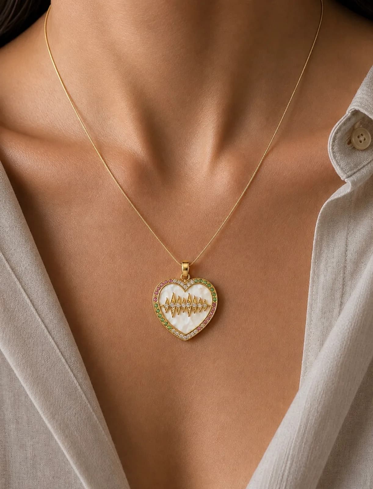 Multicolour Heartbeat Heart Pendant — 2