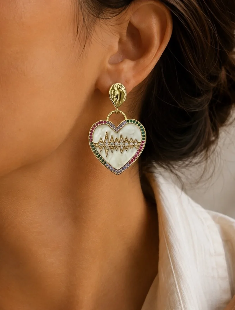 Multicolour Heartbeat Heart Earring — 1