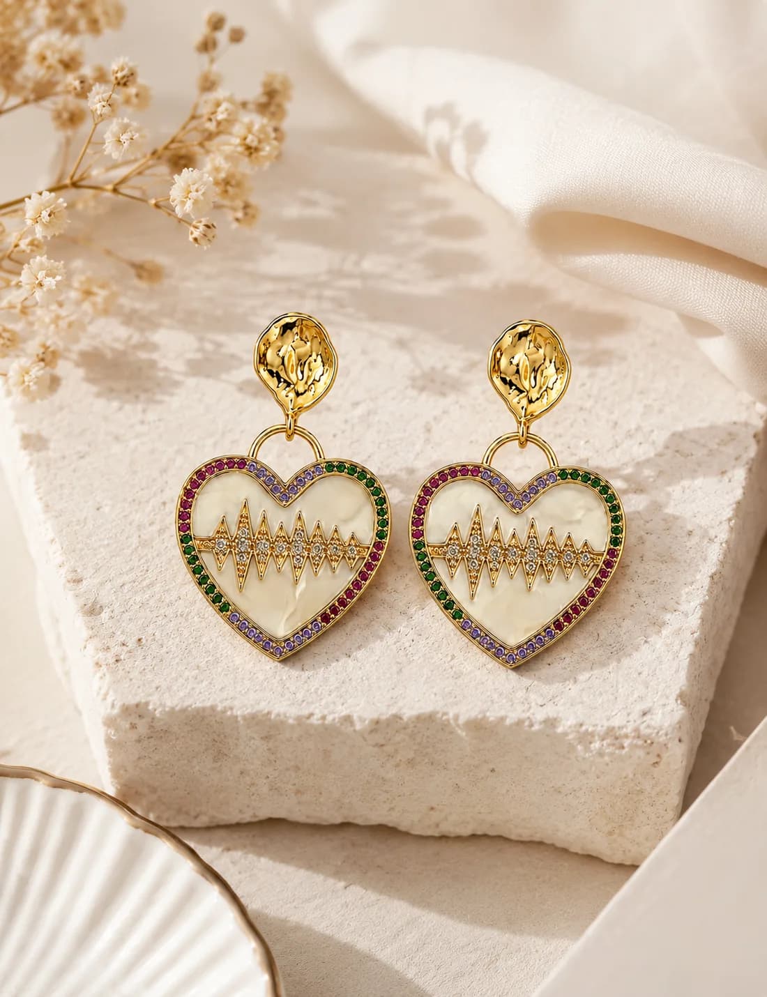 Multicolour Heartbeat Heart Earring — 2