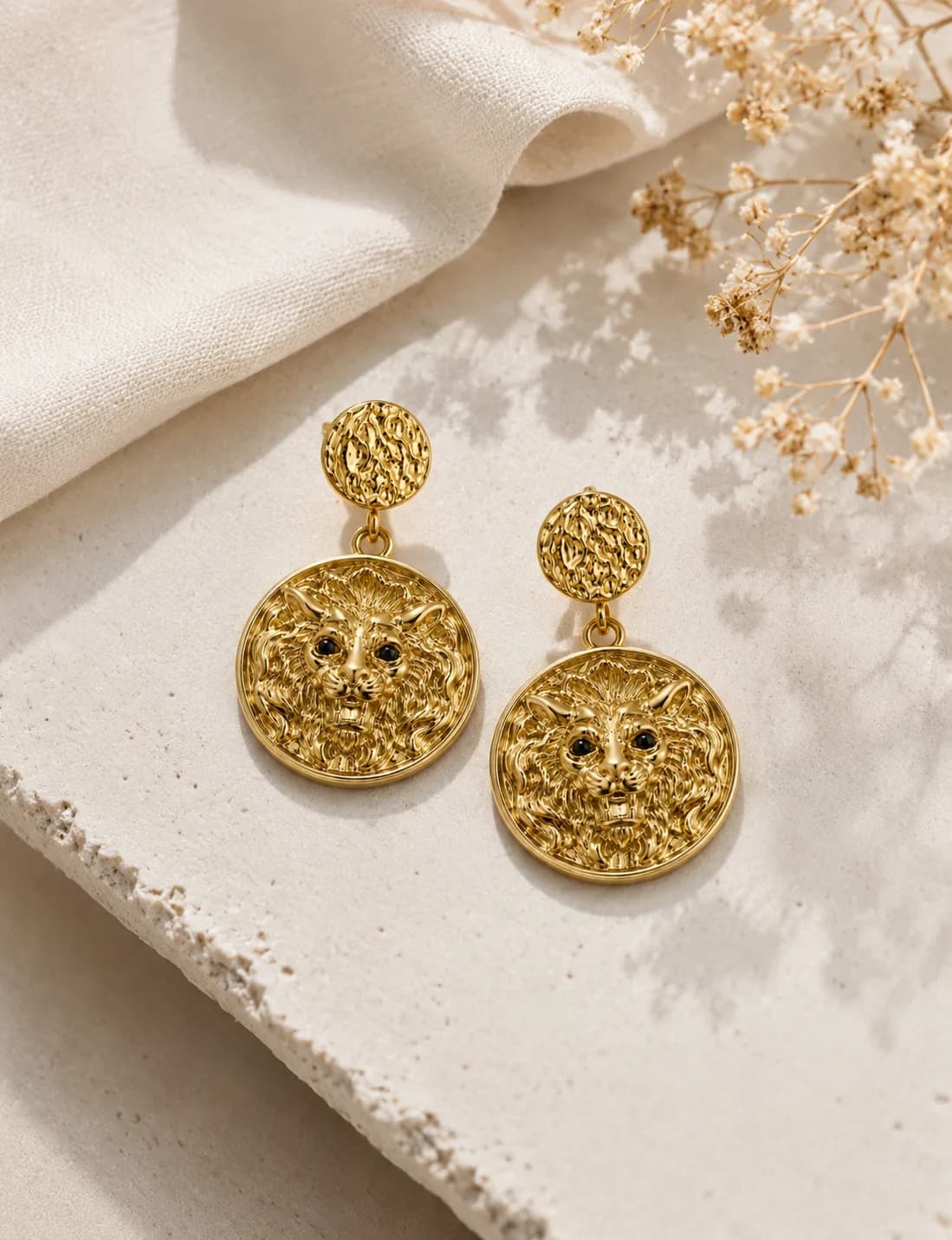 Lion Face Stud Earring — 1