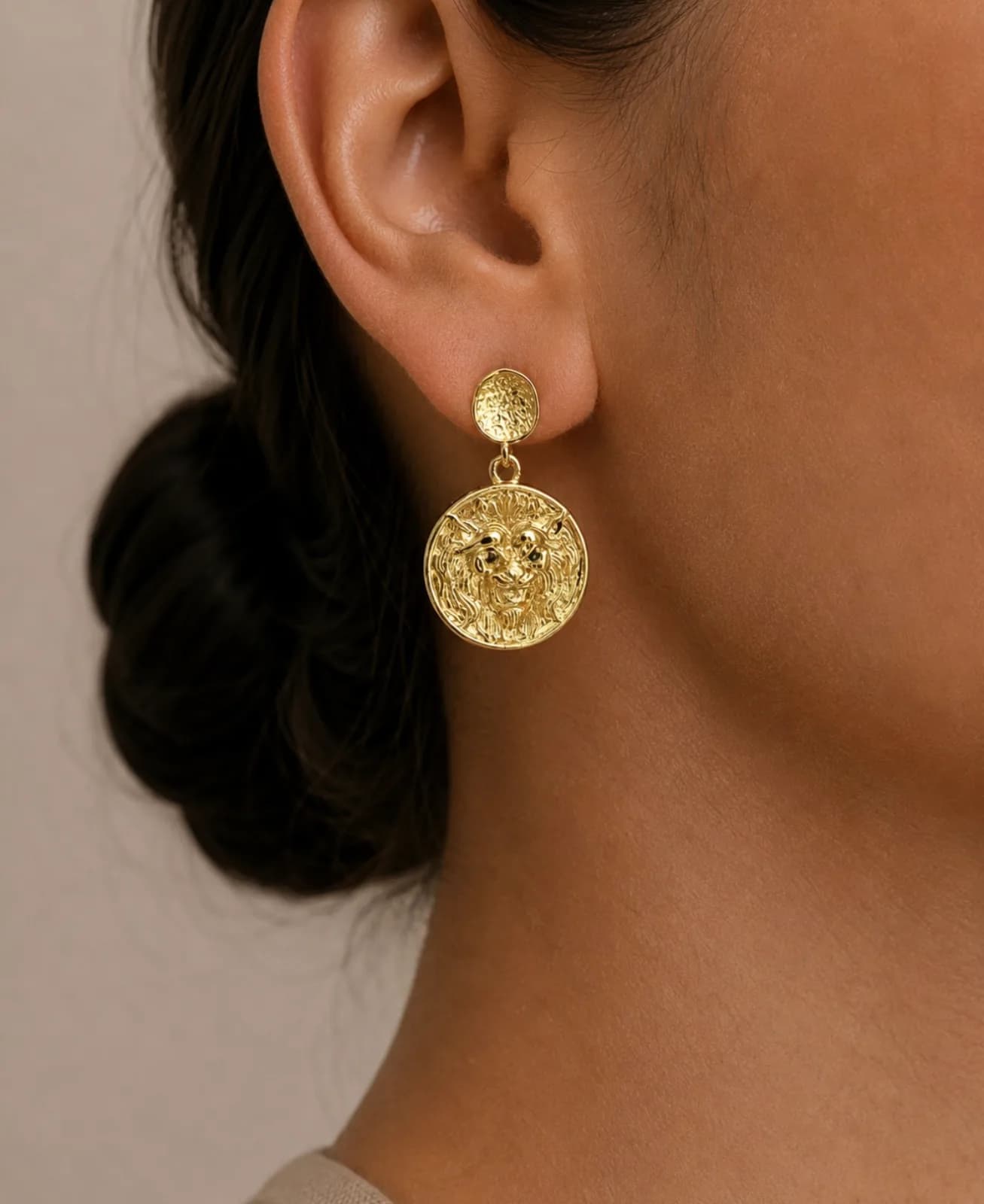Lion Face Stud Earring — 2