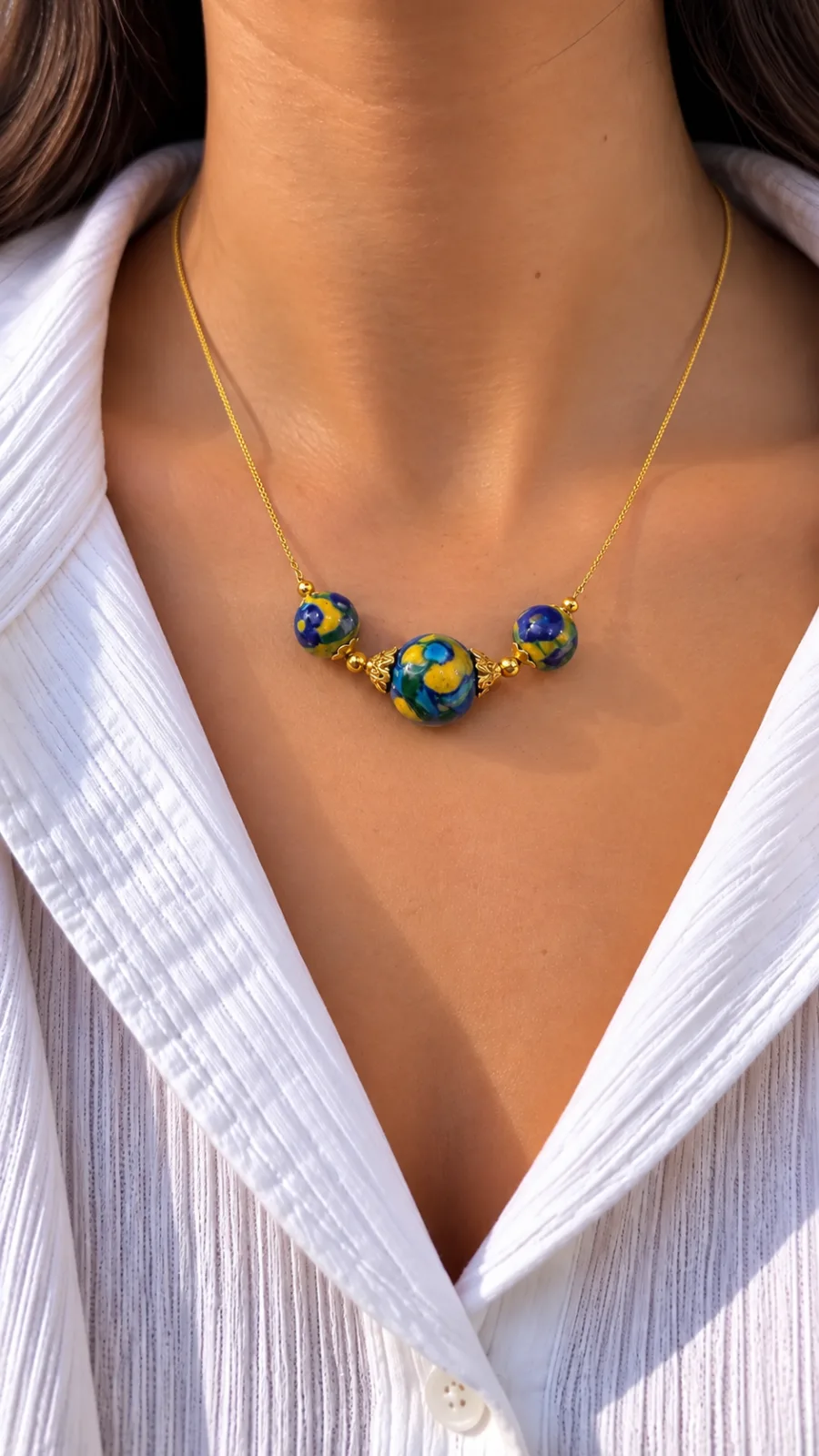 Multicolour Blue Pottery Pendant