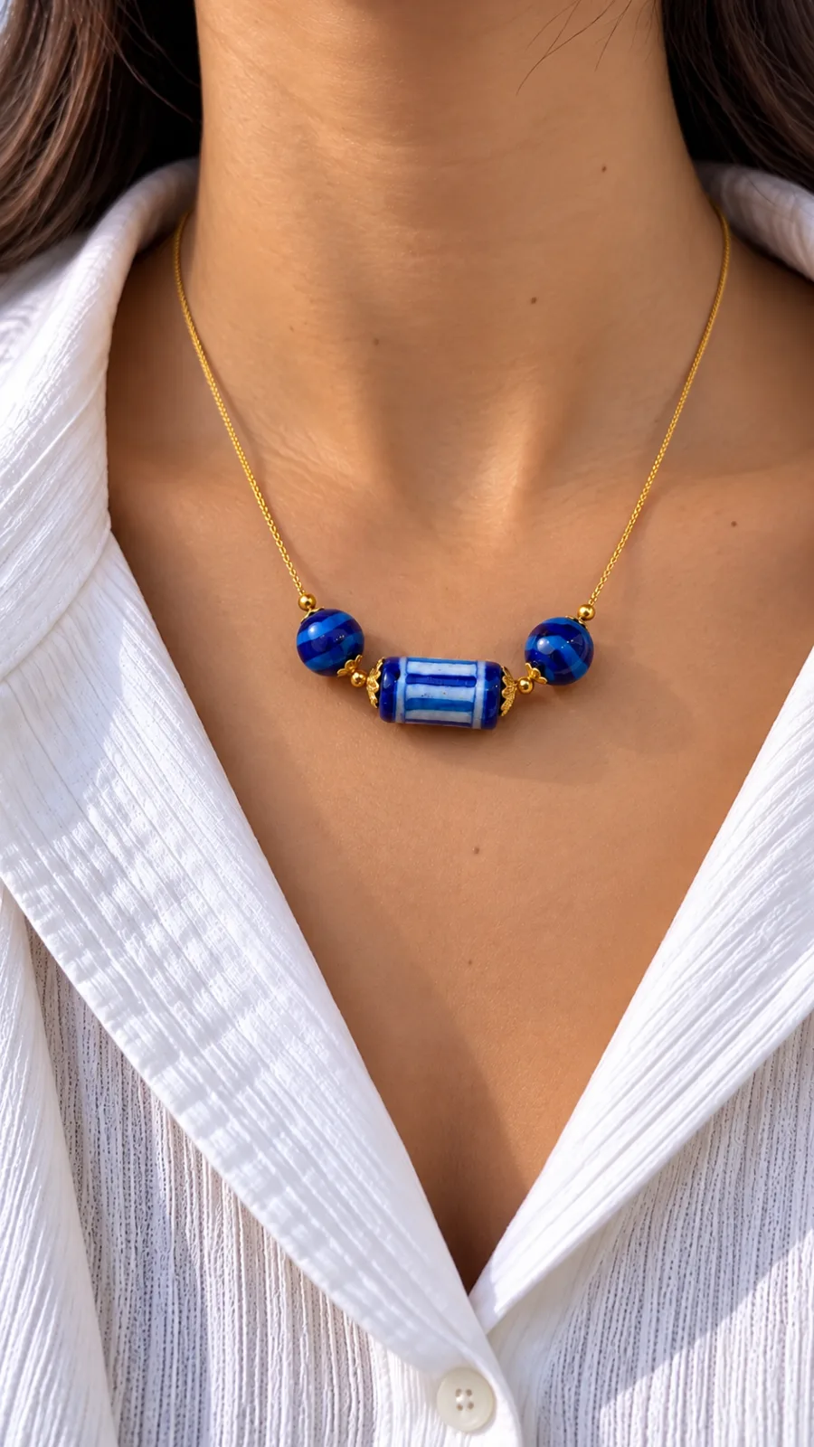 Blue and White Blue Pottery Pendant